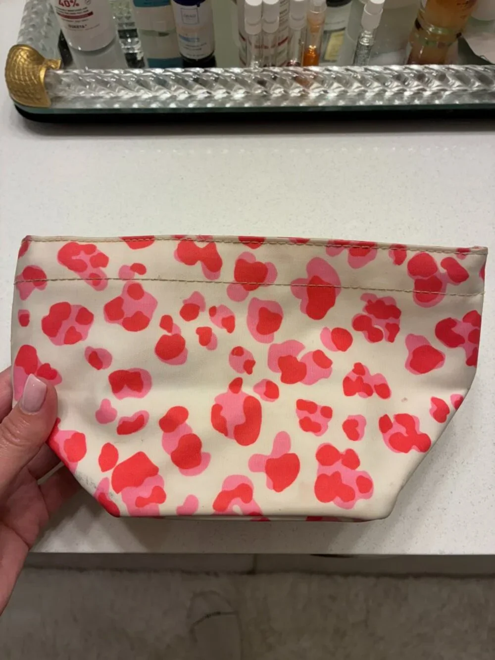 Scout Pink Leopard Print Cosmetic Makeup Bag Travel Pouch